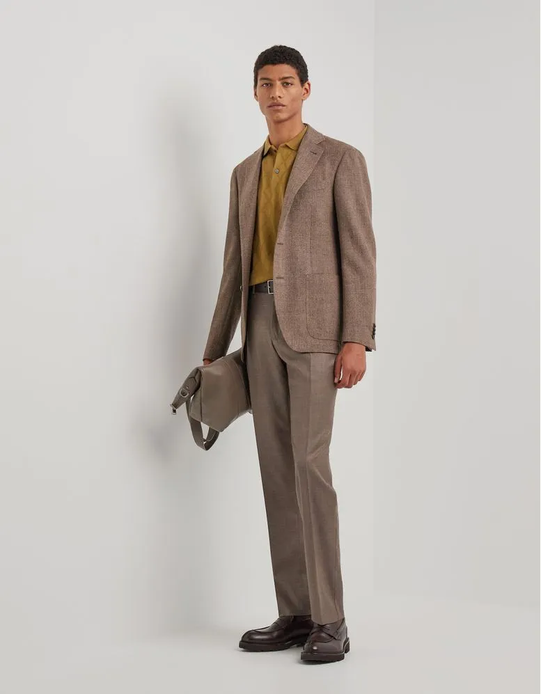 VESTE KEI MARRON COUPE MODERN-FIT EN PURE LAINE