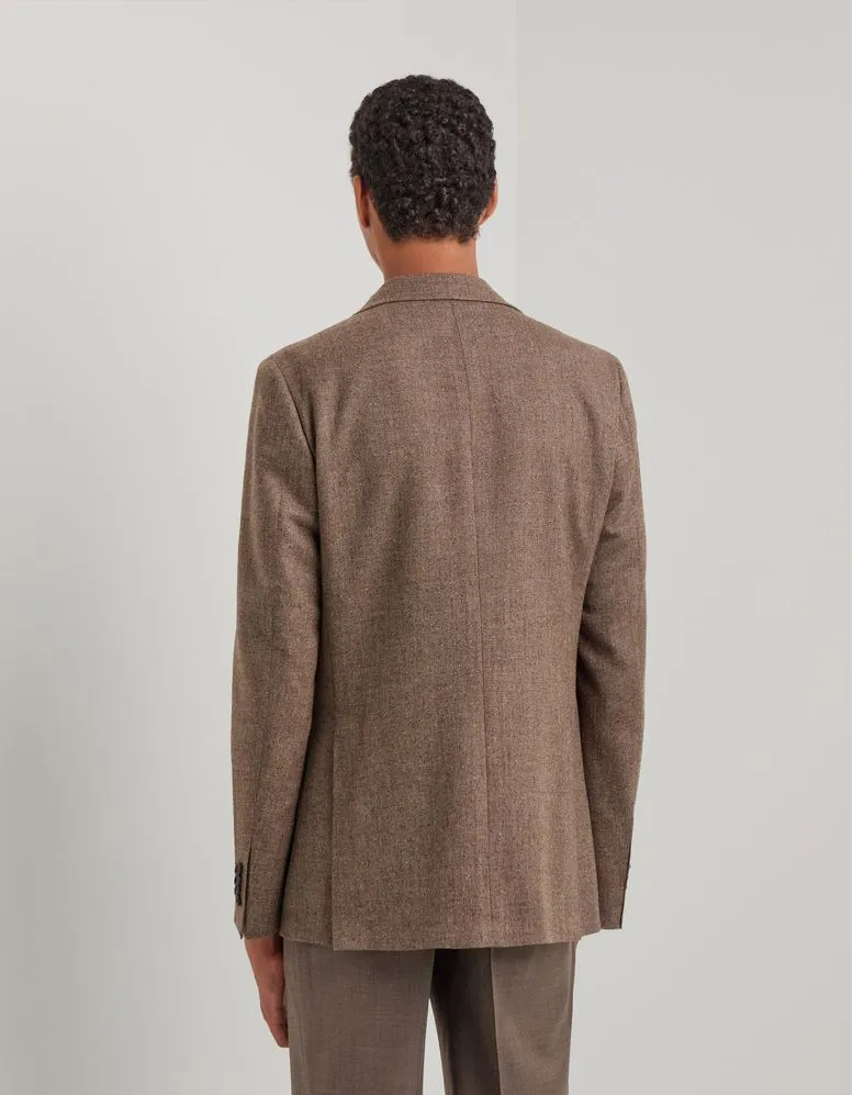 VESTE KEI MARRON COUPE MODERN-FIT EN PURE LAINE - Image 3