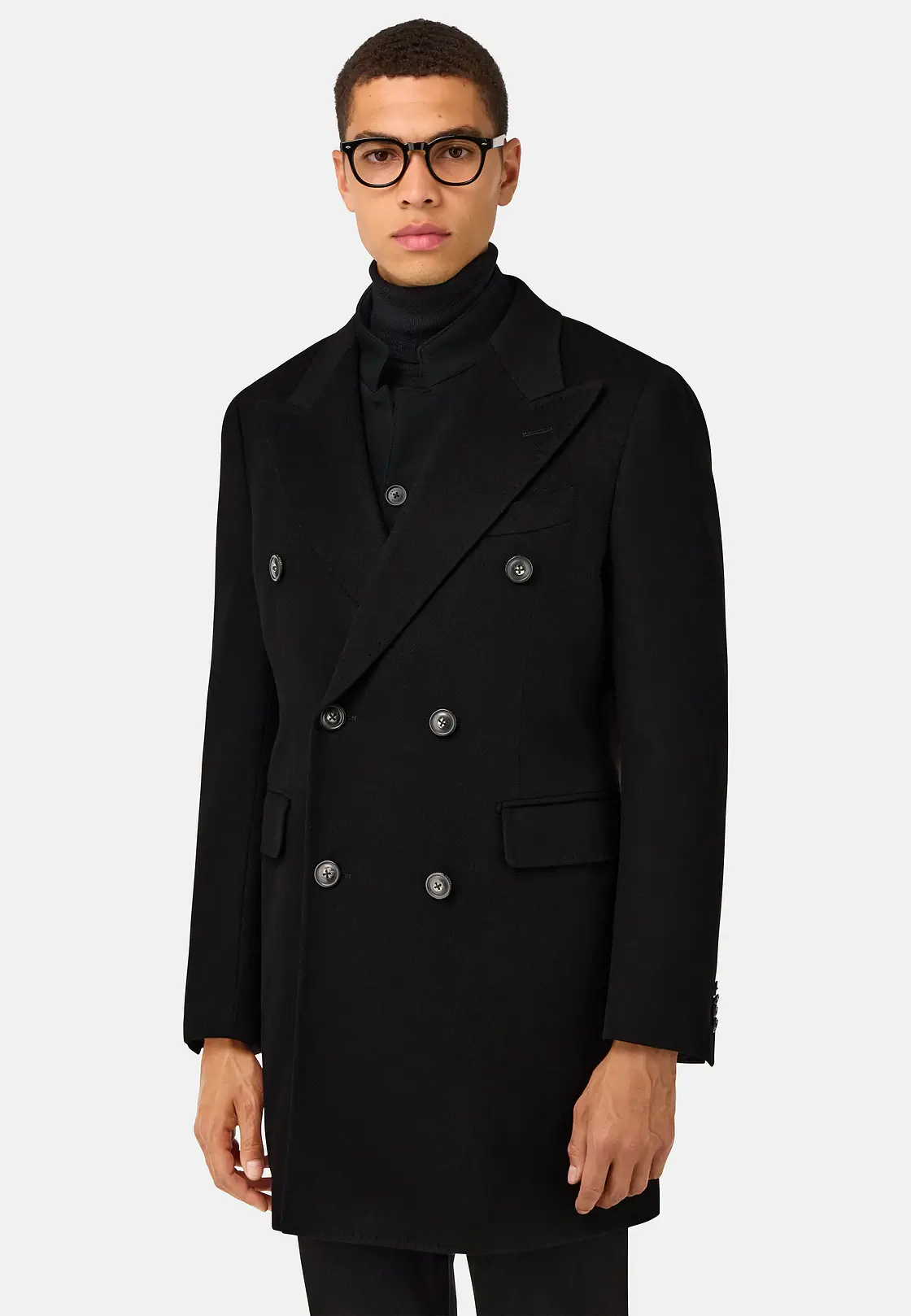DOUBLE-BREASTED COAT IN PURE CASHMERE